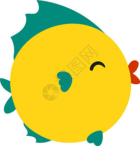 白色背景上可爱的黄色橙子漫画吉祥物插图金鱼宠物游泳金子动物热带图片