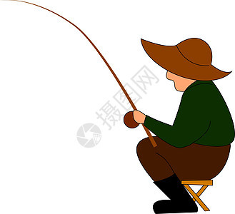 白色背景上的渔夫捕鱼插画矢量男性淡水爱好闲暇运动橡皮猎人活动娱乐插图图片