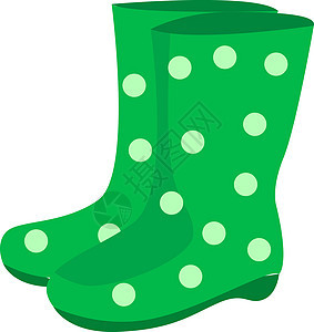 绿色橡皮靴 插图 白底矢量图片