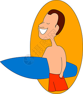 男人去冲浪 插图 向量 在白色背景图片