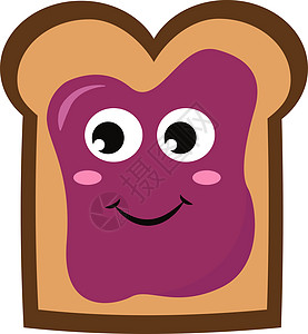 有紫色果酱的面包 插图 白色背景的矢量图片
