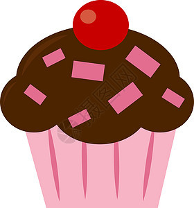 白色背景上带有的纸杯蛋糕甜点奶油插图艺术生日派对糕点卡通片食物小吃图片
