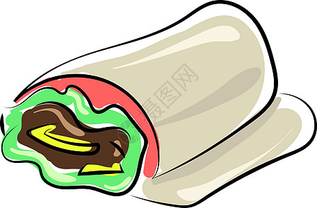 白色背景的Shawarma画 插图 矢量图片