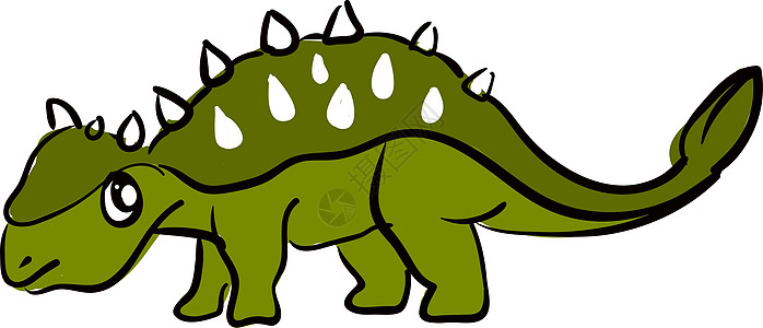 悲伤的绿色恐龙 插图 白背景的矢量图片
