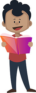 男孩正在阅读一本书 插图 白背景的矢量男性青年男生快乐学习教育故事孩子思维图片