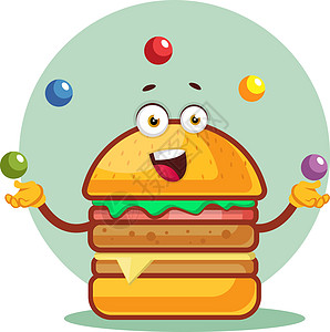 汉堡夹与彩色球 插图 矢量交织在一起图片