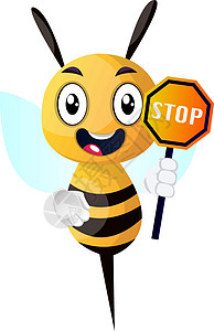 爱蜜蜂停止标志 插图 白背景的矢量图片