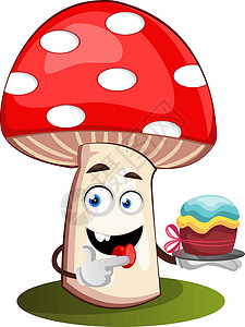 白色背景上的蛋糕插画矢量蘑菇图片