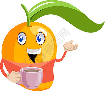 芒果 咖啡 插图 向量 在白色背景图片