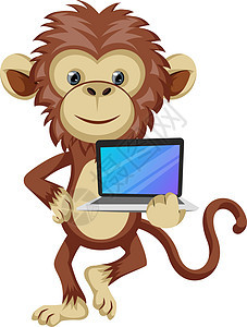 猴子与大腿顶部 插图 向量 在白色背景图片