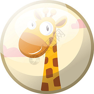 黄色长颈鹿的卡通性格 棕点微笑图片