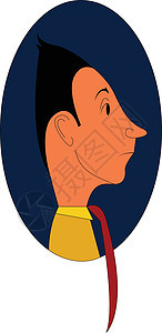 红色领带在蓝色黄油叶矢量病症中的男子的漫画图片