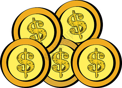 金元硬币矢量或彩色图案背景图片