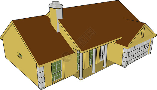 V 形状屋顶房矢量或颜色插图图片