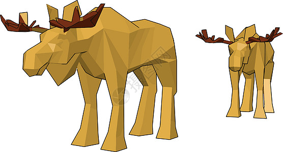2个黄色驯鹿玩具矢量或颜色插图图片