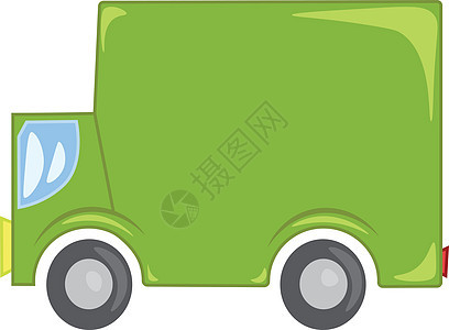 绿色商业卡车向量或彩色图示图片