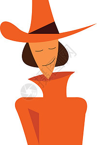 橙色冬季衣物矢量或颜色插图中的女性图片