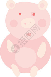 一个可爱的小猪玩具矢量或彩色插图图片