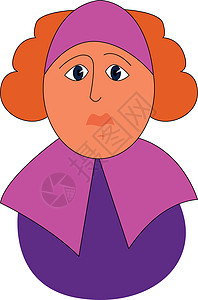 穿紫色礼服的大女人 在白色面包上打印矢量图片