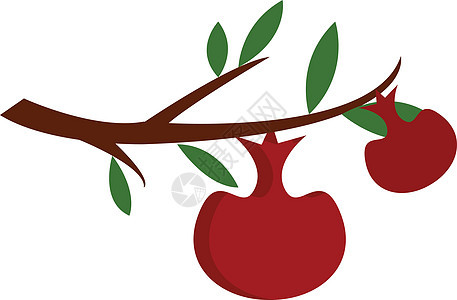 棕树枝上有两个红苹果 含绿叶矢量i图片