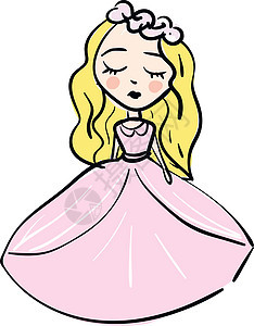 一个穿着粉红色婚纱的金发女孩的简单卡通矢量 il图片
