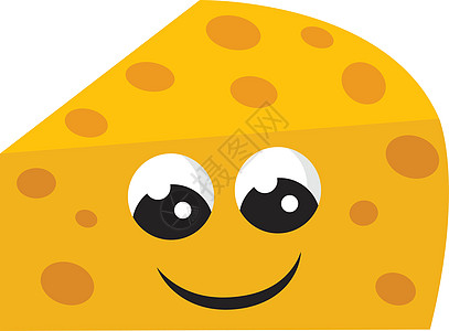 白色反黑格上微笑的黄色黄Swises奶酪干酪矢量插图图片