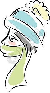身戴冬帽和围巾的妇女随心所欲地以彩色向量表示图片