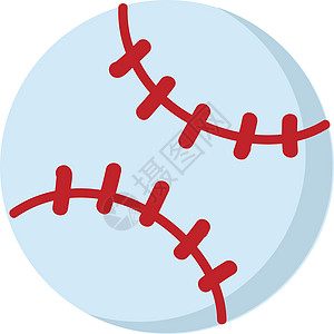 配有针缝的棒球器球 彩色示意图矢量图片