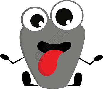 快乐的灰色怪兽 用他的舌头把插图画在WH图片