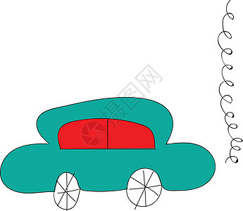 wh 上带有红色窗户的蓝色汽车的简单矢量图解图片