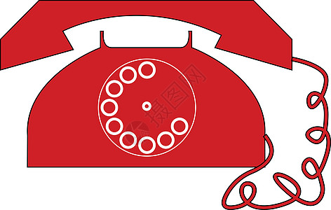 白色背景上的老式红色电话矢量图图片