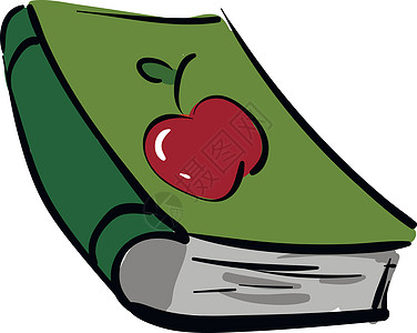 绿皮书与一个红苹果上白色 bac 矢量图图片