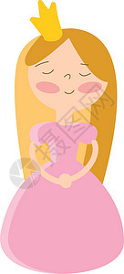 快乐公主矢量或彩色图案的肖像童年绘画漫画插画微笑女士卡通片童话仙境插图图片