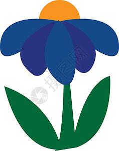 盛开的蓝色花朵矢量或颜色插图图片
