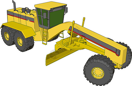 白色背景上的黄色工业平地机矢量图地面地球操作员运输搬运工刀刃评分员推土机车辆汽车图片