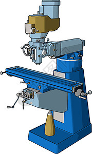 白色背景上的蓝色钻床矢量图图片