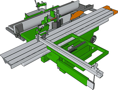3D 工业电动新闻机Whit的矢量插图店铺床单机械工作金属机器技术印刷工人生产图片