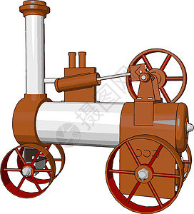 3D 橙色和白色蒸汽发动机机的矢量说明图片