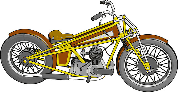 它制作图案棕色和黄色老式斩波器摩托车矢量图片