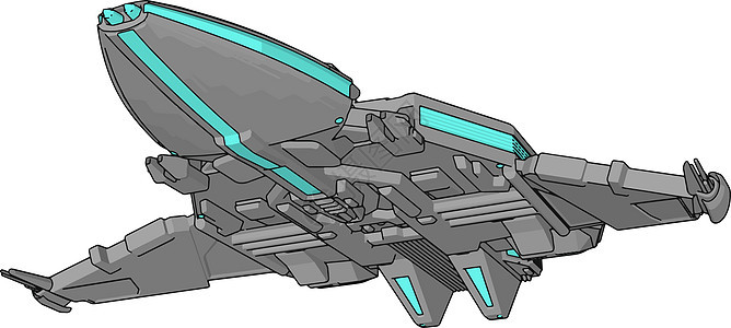 白色背景上的蓝色和灰色航天器矢量图图片