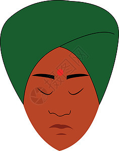 一个戴着绿色头盖的印度男人的卡通脸叫做 pa图片