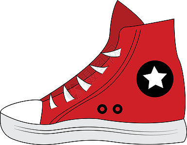 白色背景上的红运动鞋矢量插图图片