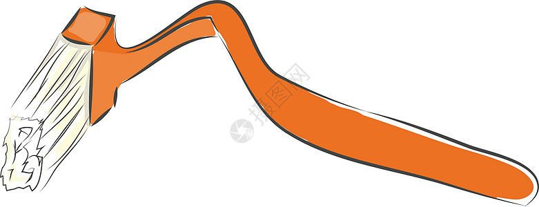 橙色马桶刷白背景的矢量插图图片