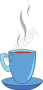 蓝色杯中充满茶叶矢量插图 在whute背景上图片