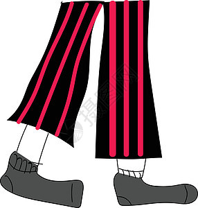 白色 backg 上带有红色条纹矢量插图的黑色裤子图片