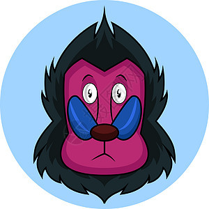 卡通猴子 白背上有粉红色的脸矢量图图片