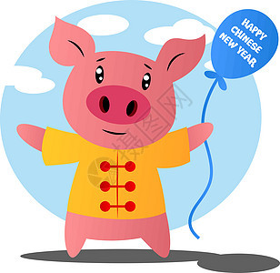 庆祝中国新年向量光亮的卡通猪图片