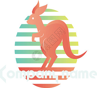 粉红袋鼠在色彩多彩的叶浆矢量徽标设计中图片