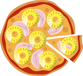 夏威夷菠萝披萨食物餐厅插图午餐草药蔬菜水果菜单图片