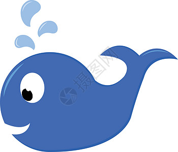 蓝鲸宝宝在水中游泳 看起来可爱的矢量或科林图片